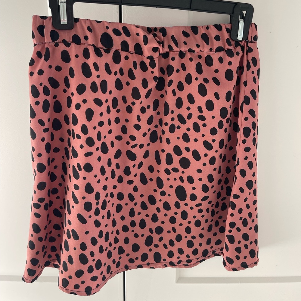 Pink and Black Polka Dot Mini Skirt
